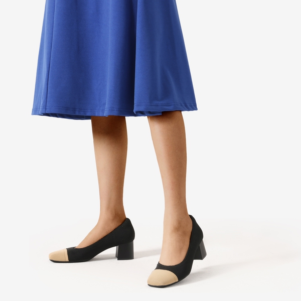 Stylish Block Heel Pumps - BLACK - 1